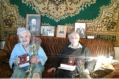 Вручение юбилейной медали «70 летия Победы в Великой Отечественной войне 1941-1945гг.»  участнику Великой Отечественной Войны,  курсанту «Подольского училища» 102-летнему Андрееву Георгию Романовичу
